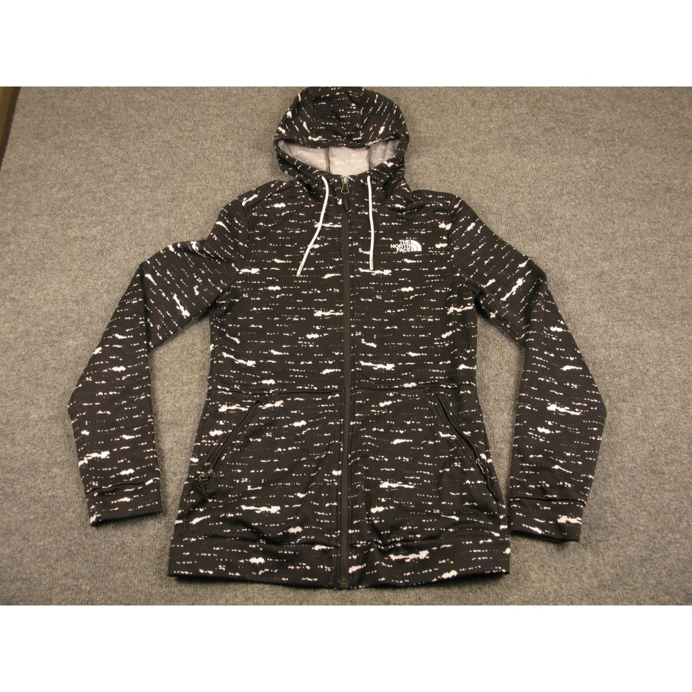 The North Face Womens XS Black White Dash Print Full Zip Hoodie‎ Jacket 2189